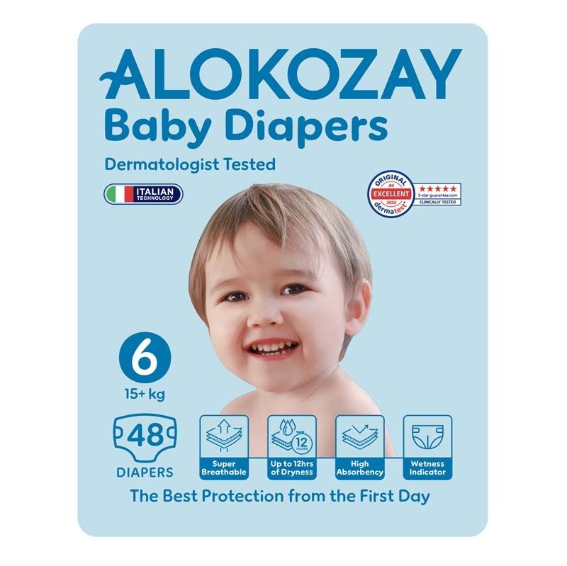 Alokozay Baby Diapers – Size 6 (15+ kg) – 48 Diapers (Maximum Comfort for Toddlers on the Move)